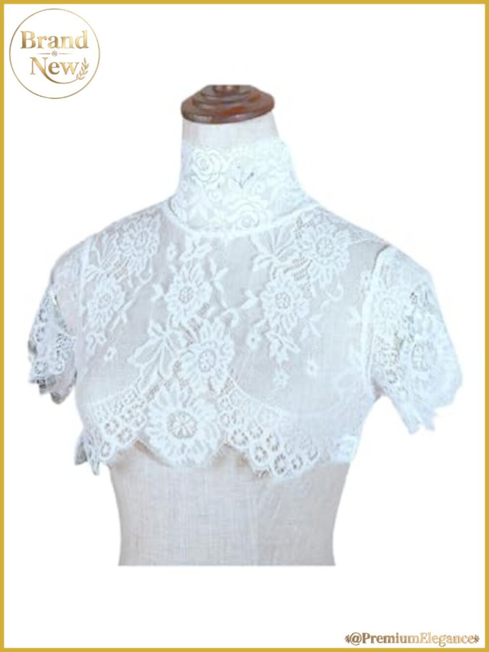 Nylon Yarn Shawl Womens Hollow Out Lace Short Sleeve Turtleneck Detachable